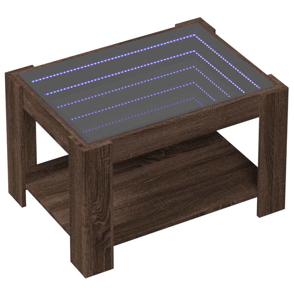 Table basse avec LED chêne marron 73x53x45 cm bois d'ingénierie - XIOS