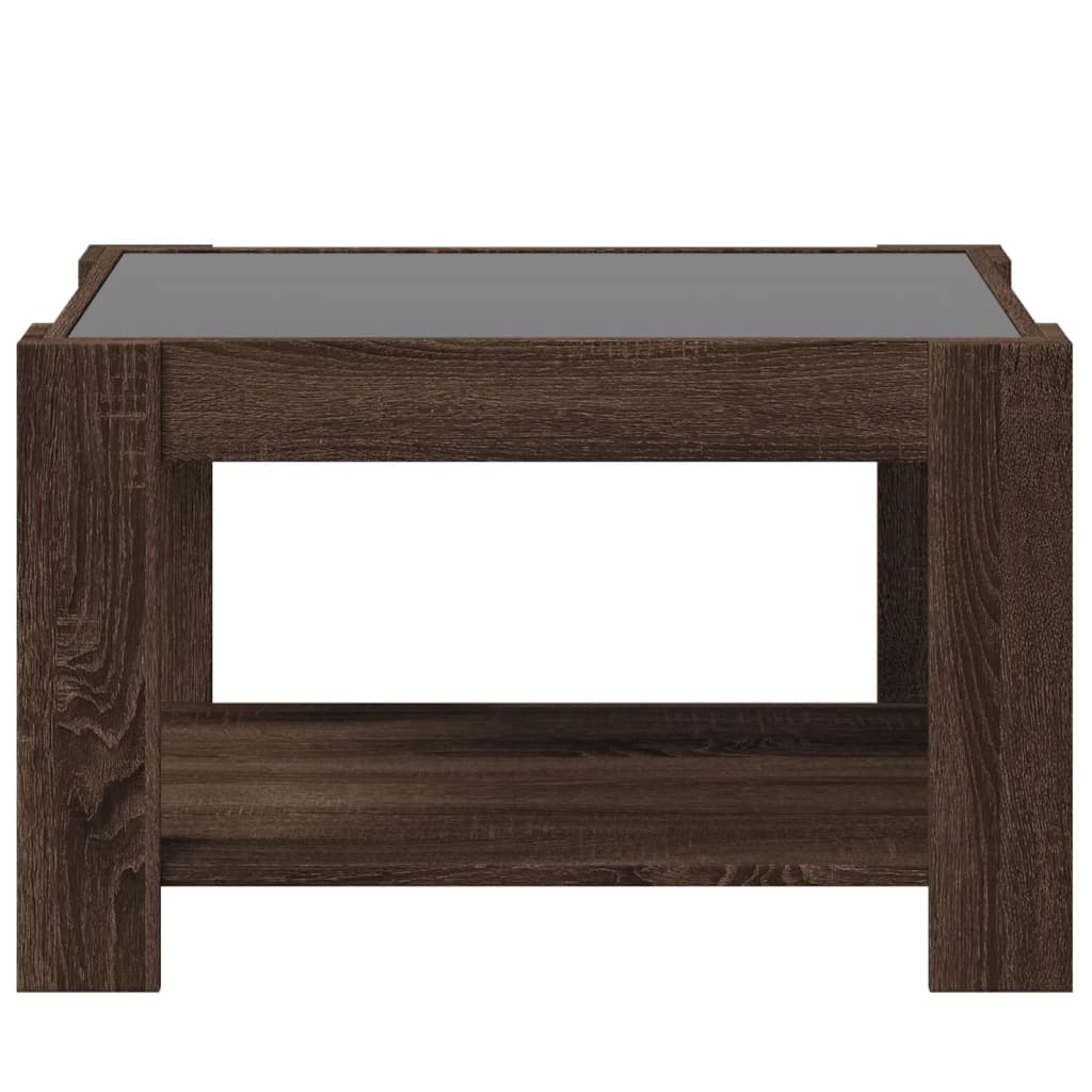 Table basse avec LED chêne marron 73x53x45 cm bois d'ingénierie - XIOS