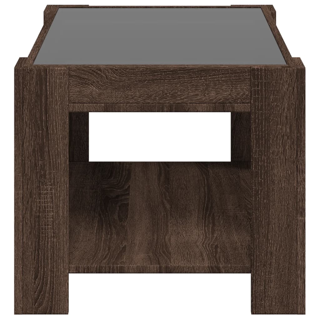 Table basse avec LED chêne marron 73x53x45 cm bois d'ingénierie - XIOS