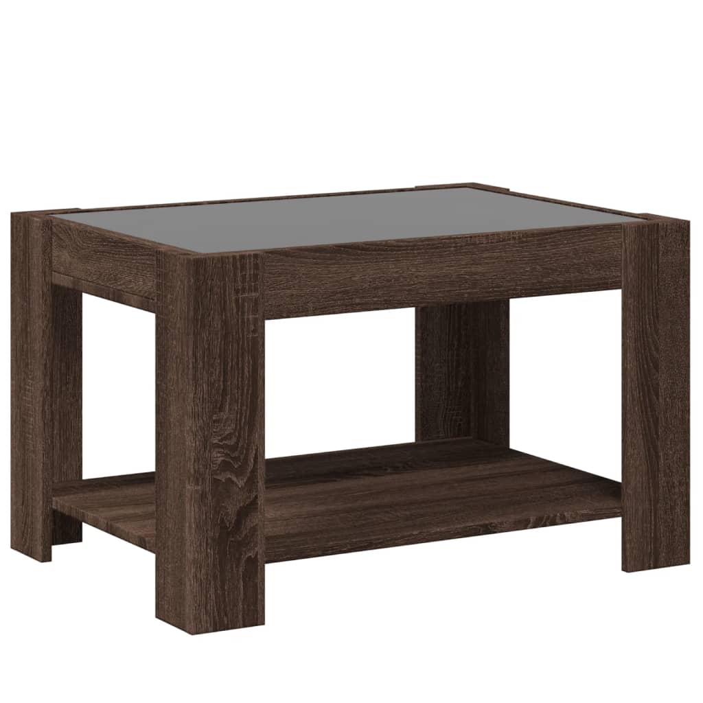 Table basse avec LED chêne marron 73x53x45 cm bois d'ingénierie - XIOS