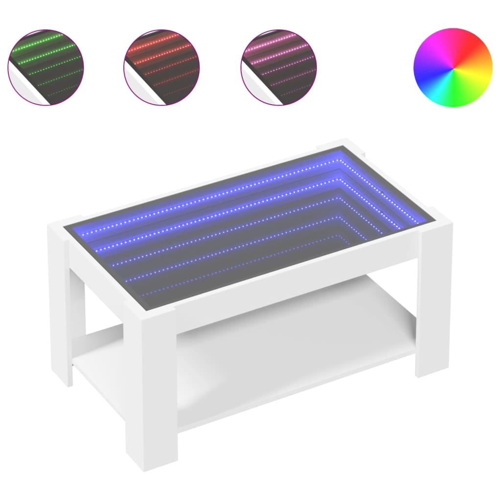 Table basse avec LED blanc 93x53x45 cm bois d'ingénierie - XIOS