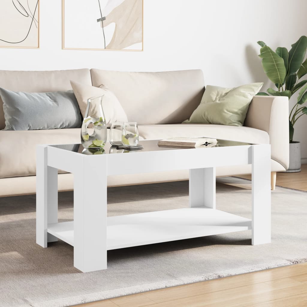 Table basse avec LED blanc 93x53x45 cm bois d'ingénierie - XIOS