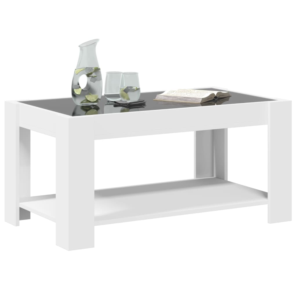 Table basse avec LED blanc 93x53x45 cm bois d'ingénierie - XIOS
