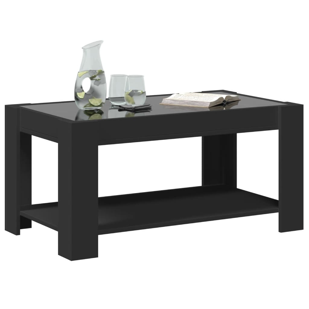 Table basse avec LED noir 93x53x45 cm bois d'ingénierie - XIOS