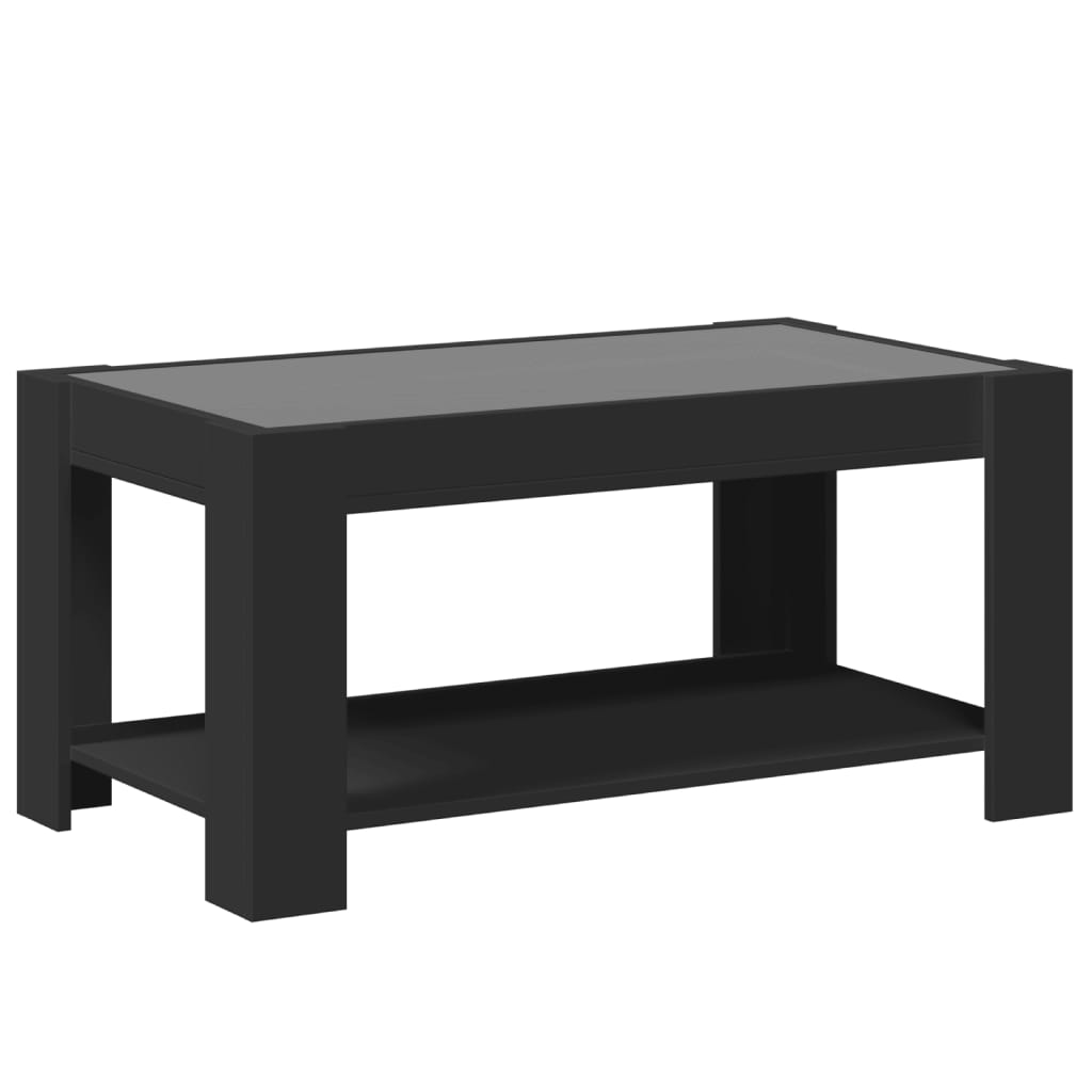 Table basse avec LED noir 93x53x45 cm bois d'ingénierie - XIOS