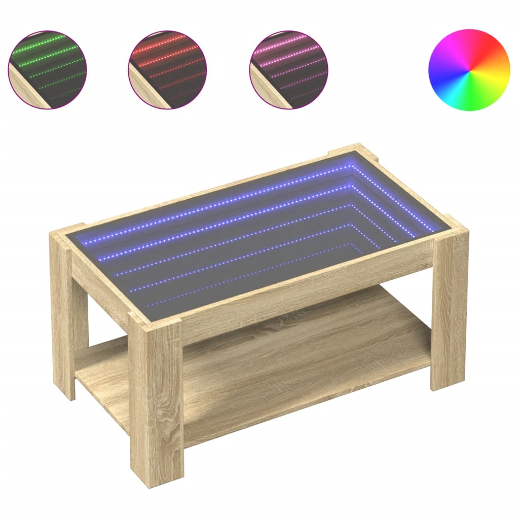 Table basse avec LED chêne sonoma 93x53x45 cm bois d'ingénierie - XIOS