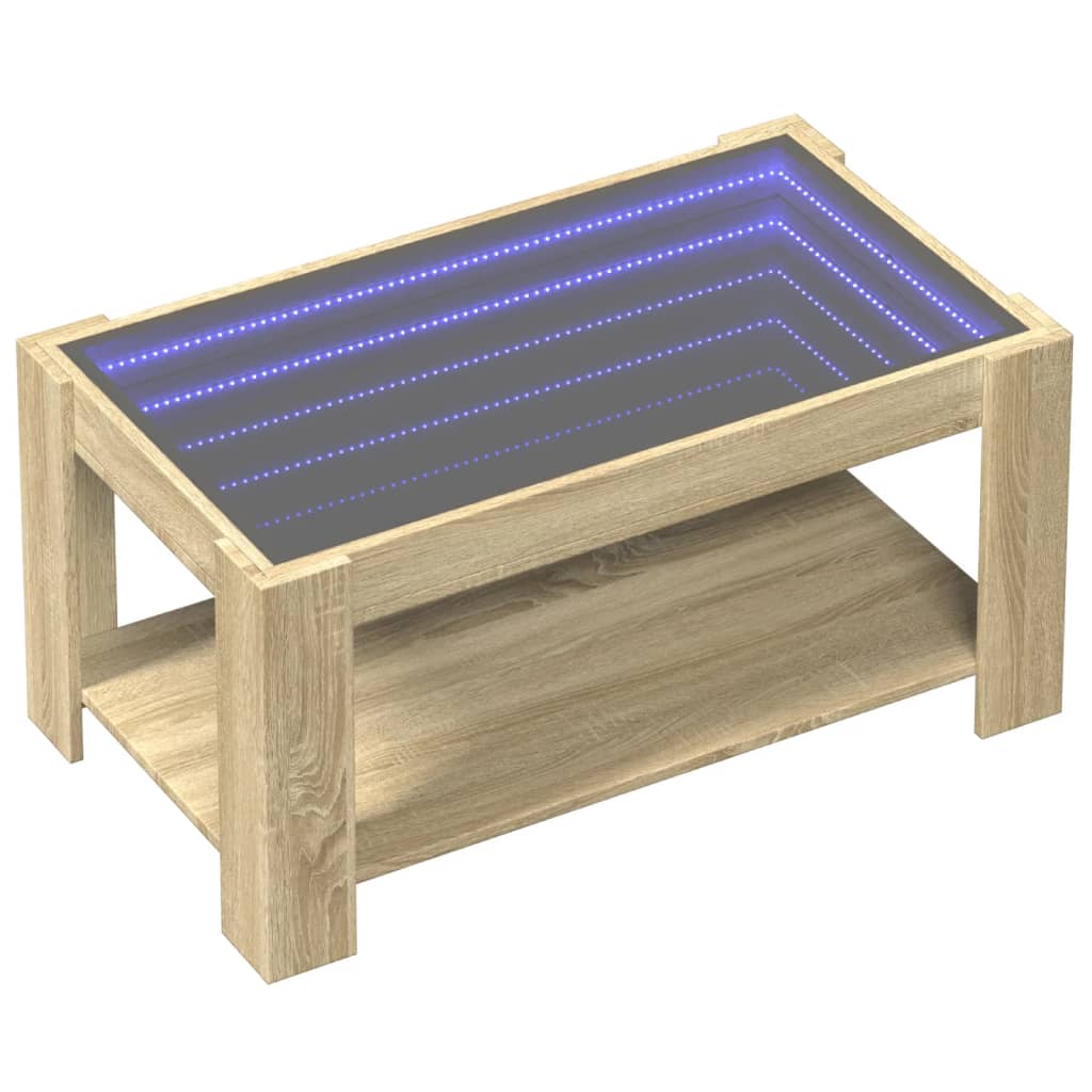 Table basse avec LED chêne sonoma 93x53x45 cm bois d'ingénierie - XIOS