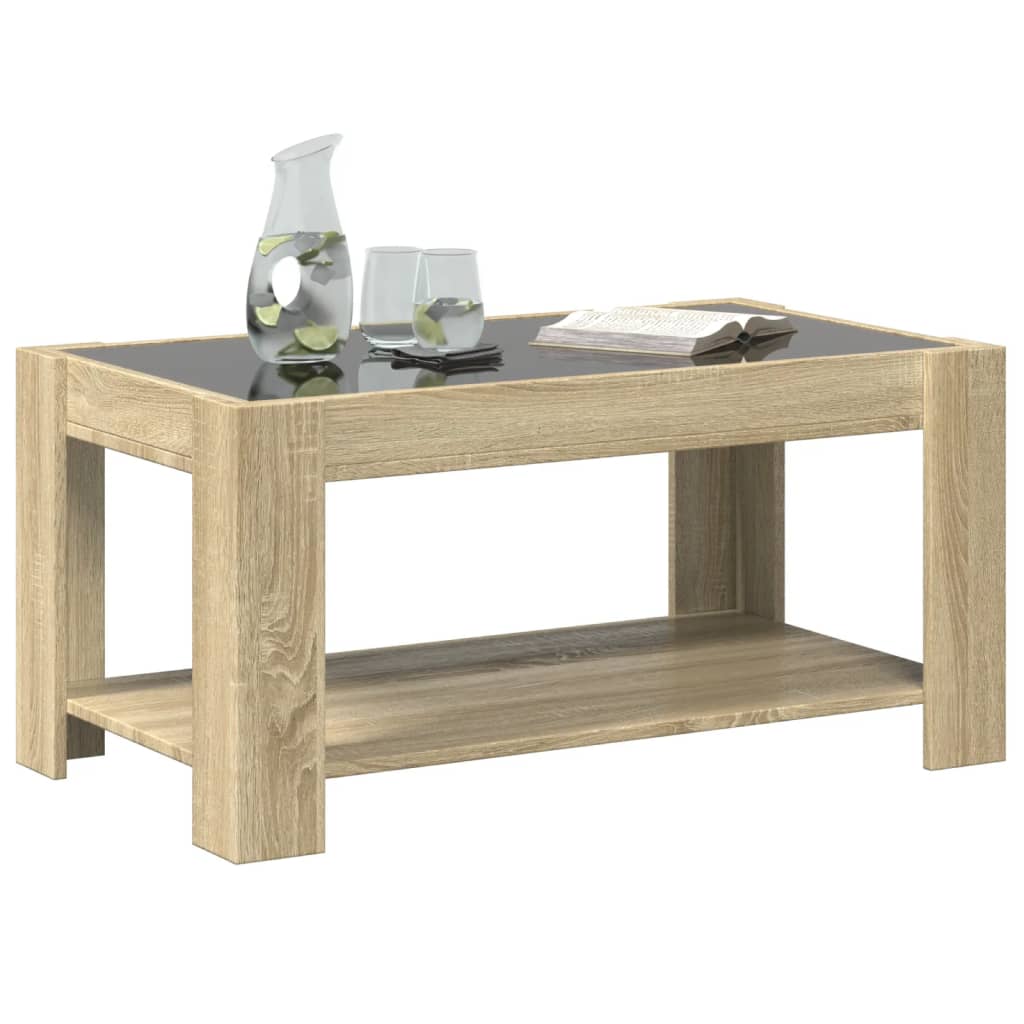 Table basse avec LED chêne sonoma 93x53x45 cm bois d'ingénierie - XIOS