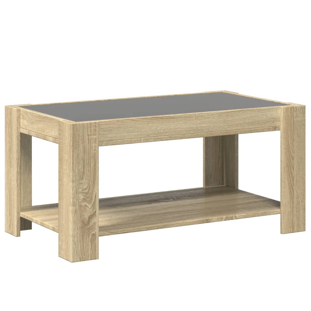 Table basse avec LED chêne sonoma 93x53x45 cm bois d'ingénierie - XIOS