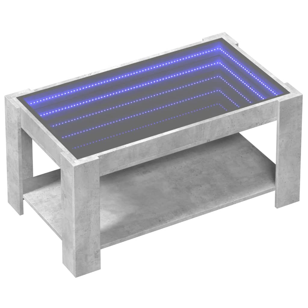 Table basse avec LED gris béton 93x53x45 cm bois d'ingénierie - XIOS