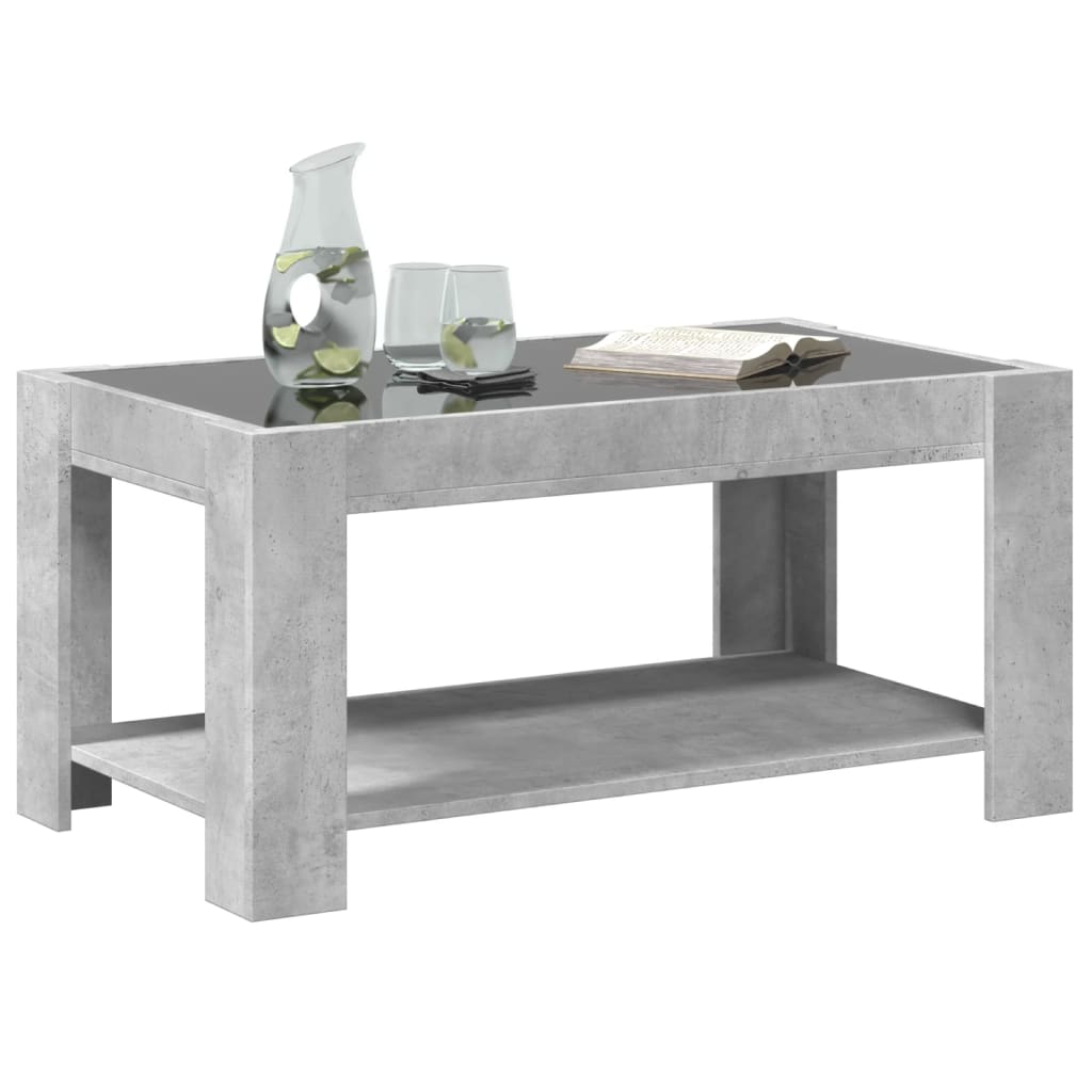 Table basse avec LED gris béton 93x53x45 cm bois d'ingénierie - XIOS