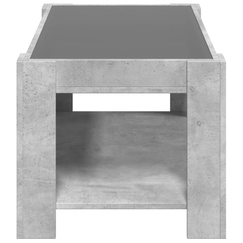 Table basse avec LED gris béton 93x53x45 cm bois d'ingénierie - XIOS