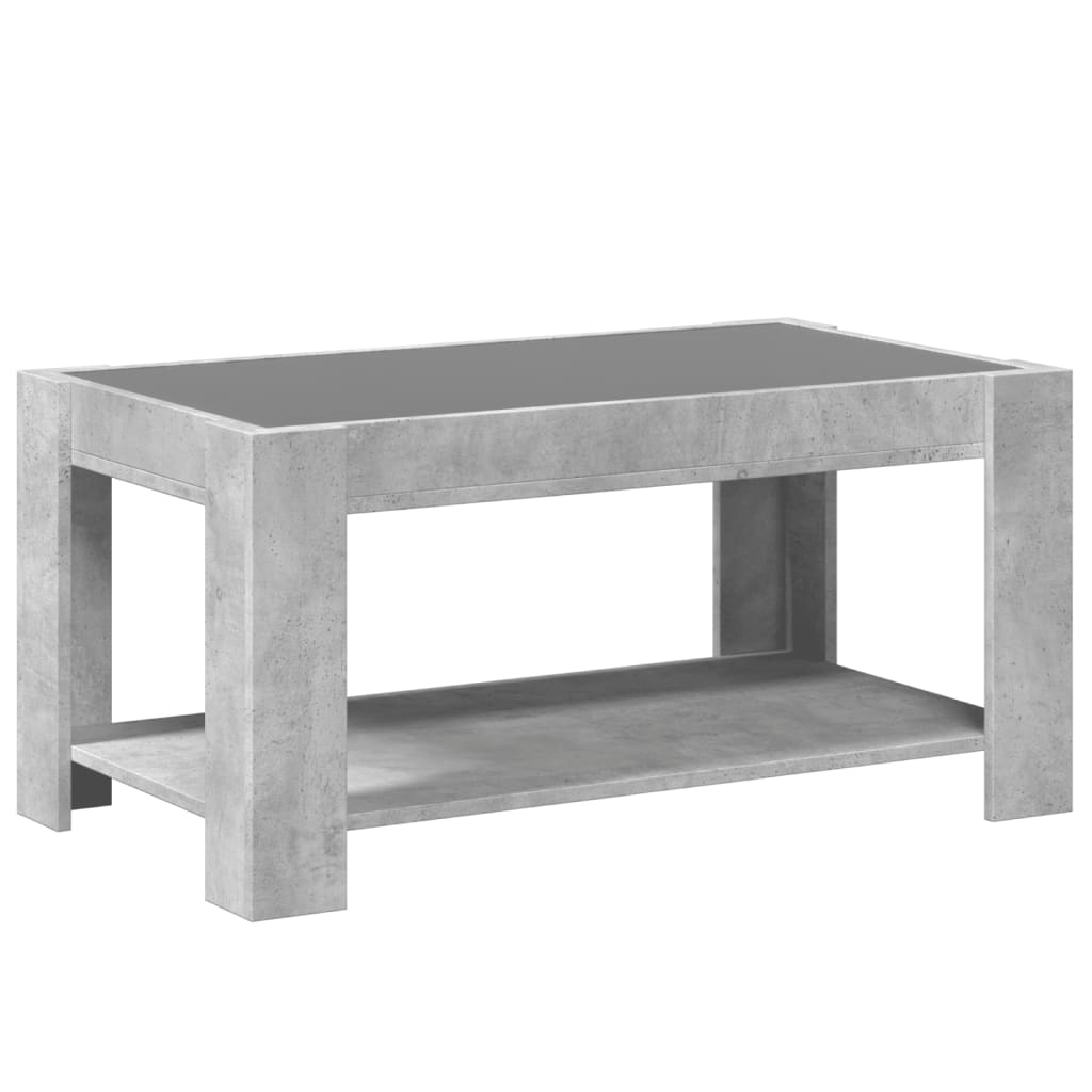 Table basse avec LED gris béton 93x53x45 cm bois d'ingénierie - XIOS