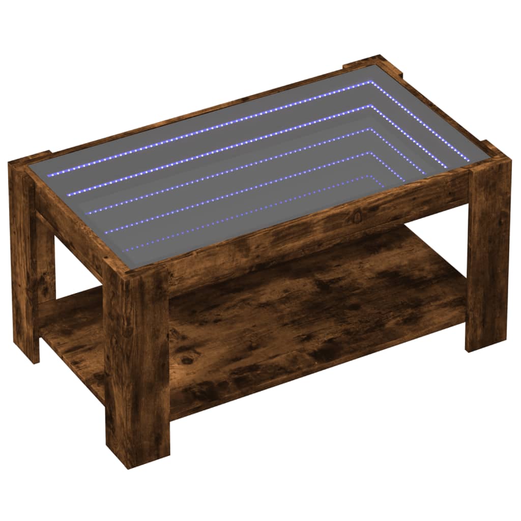 Table basse avec LED chêne fumé 93x53x45 cm bois d'ingénierie - XIOS