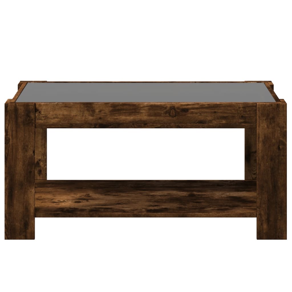Table basse avec LED chêne fumé 93x53x45 cm bois d'ingénierie - XIOS