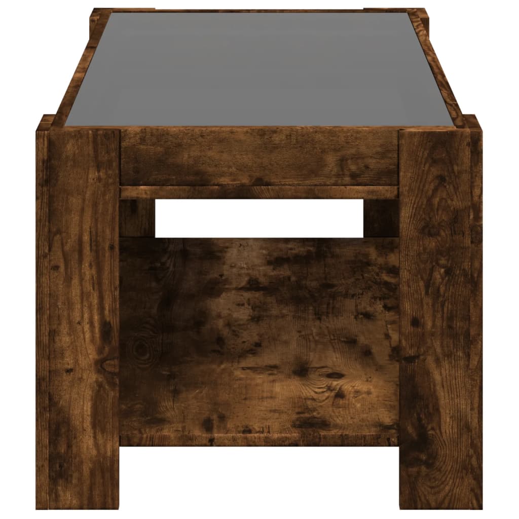 Table basse avec LED chêne fumé 93x53x45 cm bois d'ingénierie - XIOS