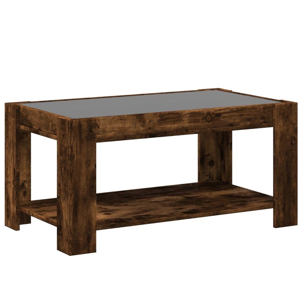 Table basse avec LED chêne fumé 93x53x45 cm bois d'ingénierie - XIOS