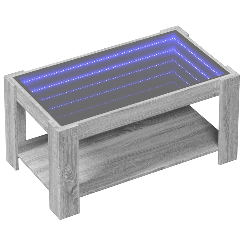 Table basse avec LED sonoma gris 93x53x45 cm bois d'ingénierie - XIOS