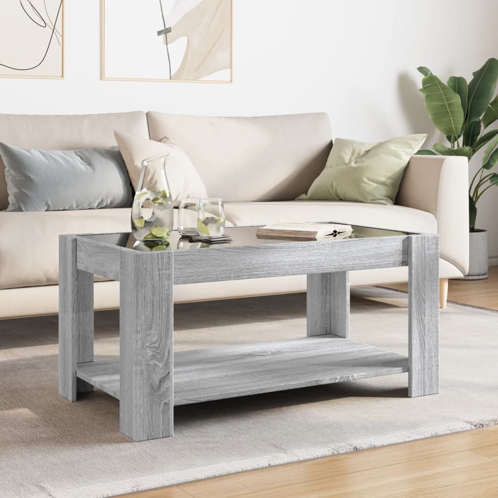 Table basse avec LED sonoma gris 93x53x45 cm bois d'ingénierie - XIOS