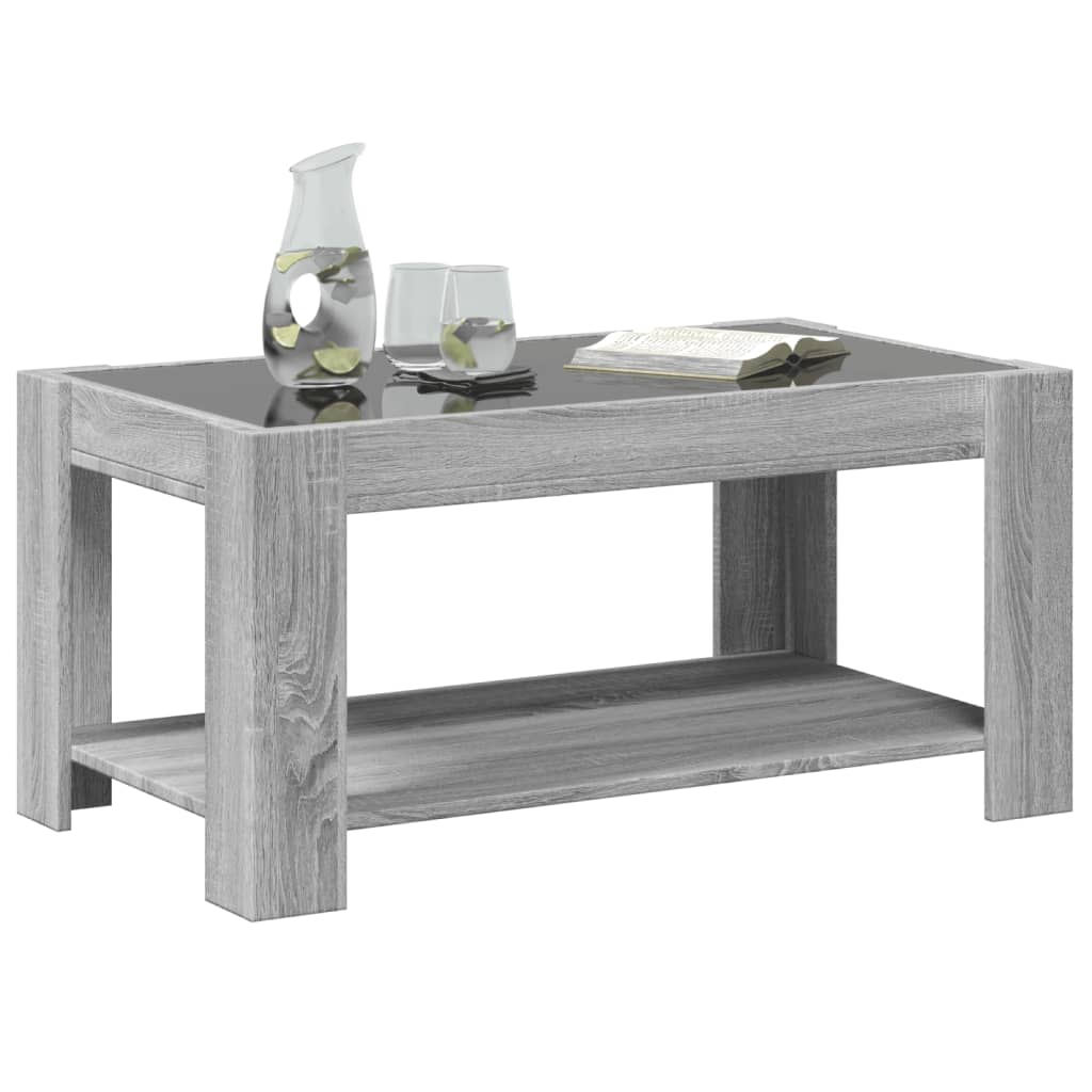 Table basse avec LED sonoma gris 93x53x45 cm bois d'ingénierie - XIOS