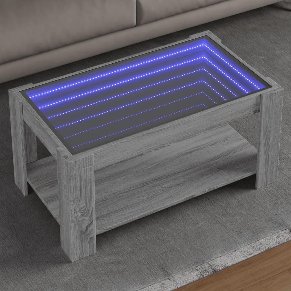Table basse avec LED sonoma gris 93x53x45 cm bois d'ingénierie - XIOS