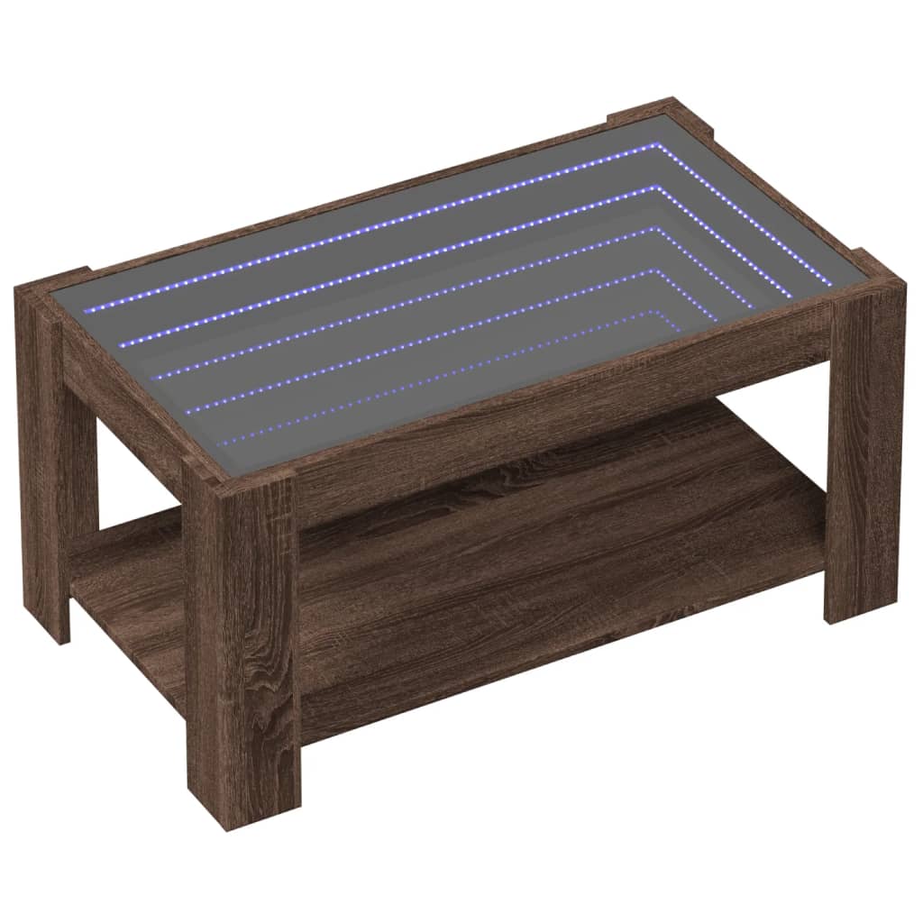 Table basse avec LED chêne marron 93x53x45 cm bois d'ingénierie - XIOS