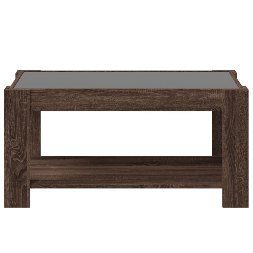 Table basse avec LED chêne marron 93x53x45 cm bois d'ingénierie - XIOS