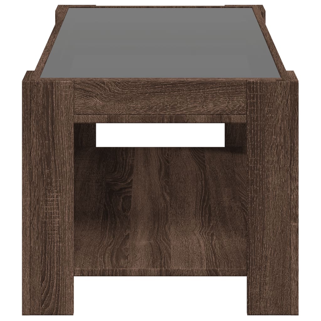 Table basse avec LED chêne marron 93x53x45 cm bois d'ingénierie - XIOS