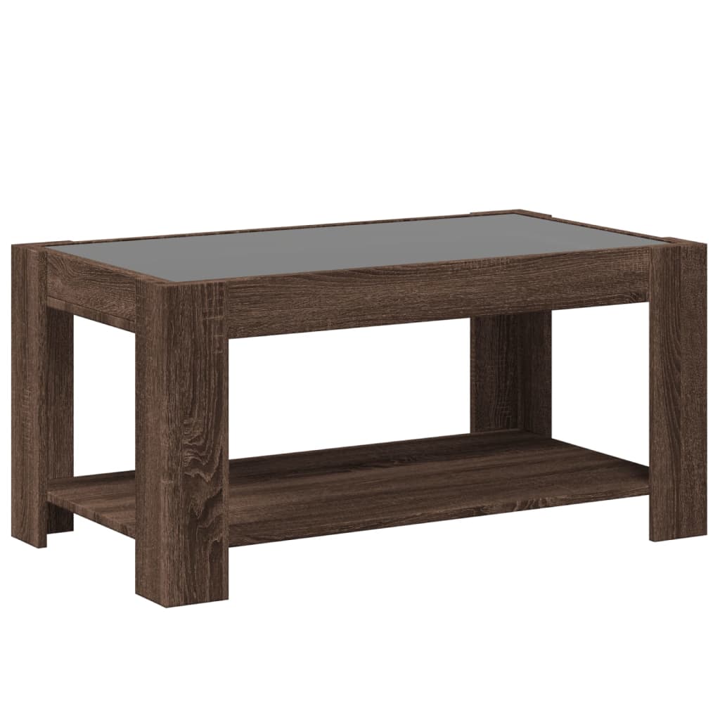 Table basse avec LED chêne marron 93x53x45 cm bois d'ingénierie - XIOS