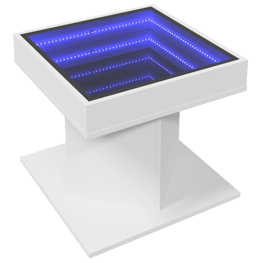 Table basse avec LED blanc 50x50x45 cm bois d'ingénierie - XIOS