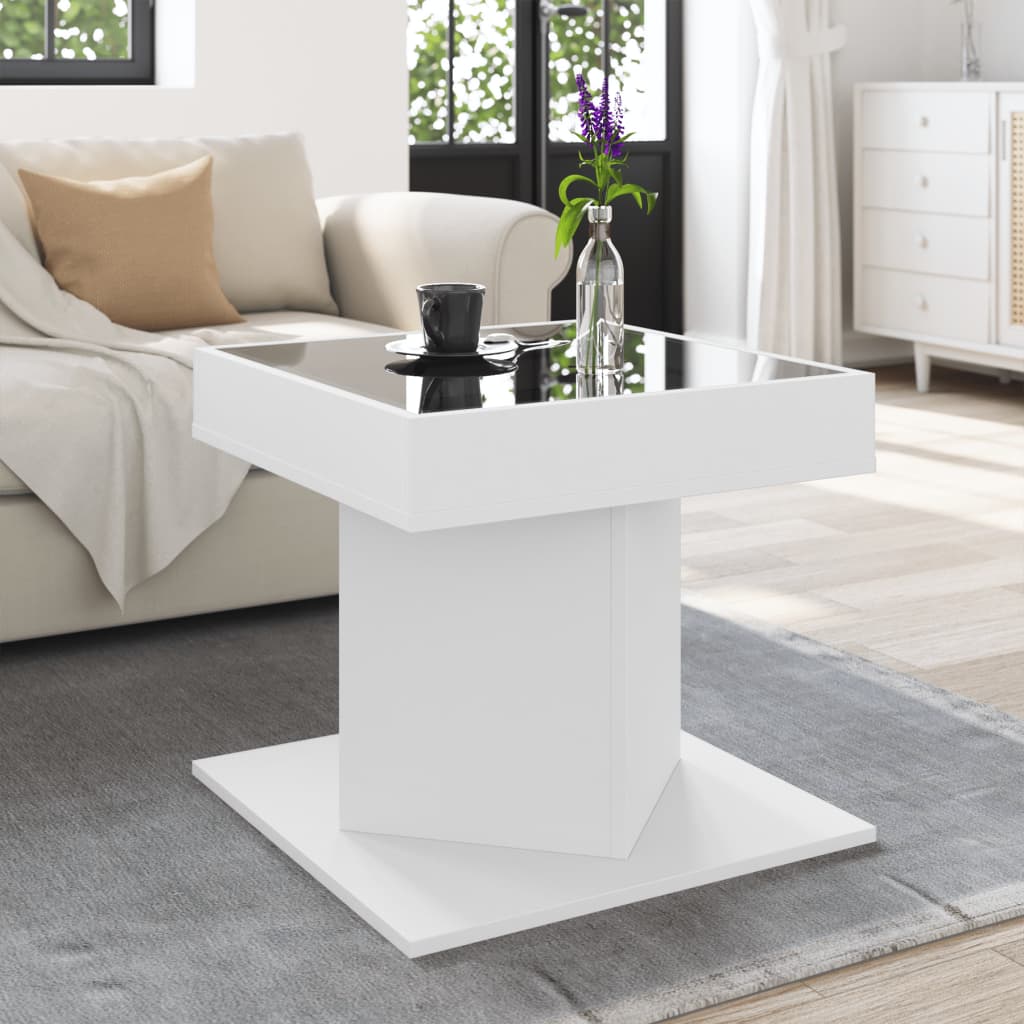 Table basse avec LED blanc 50x50x45 cm bois d'ingénierie - XIOS