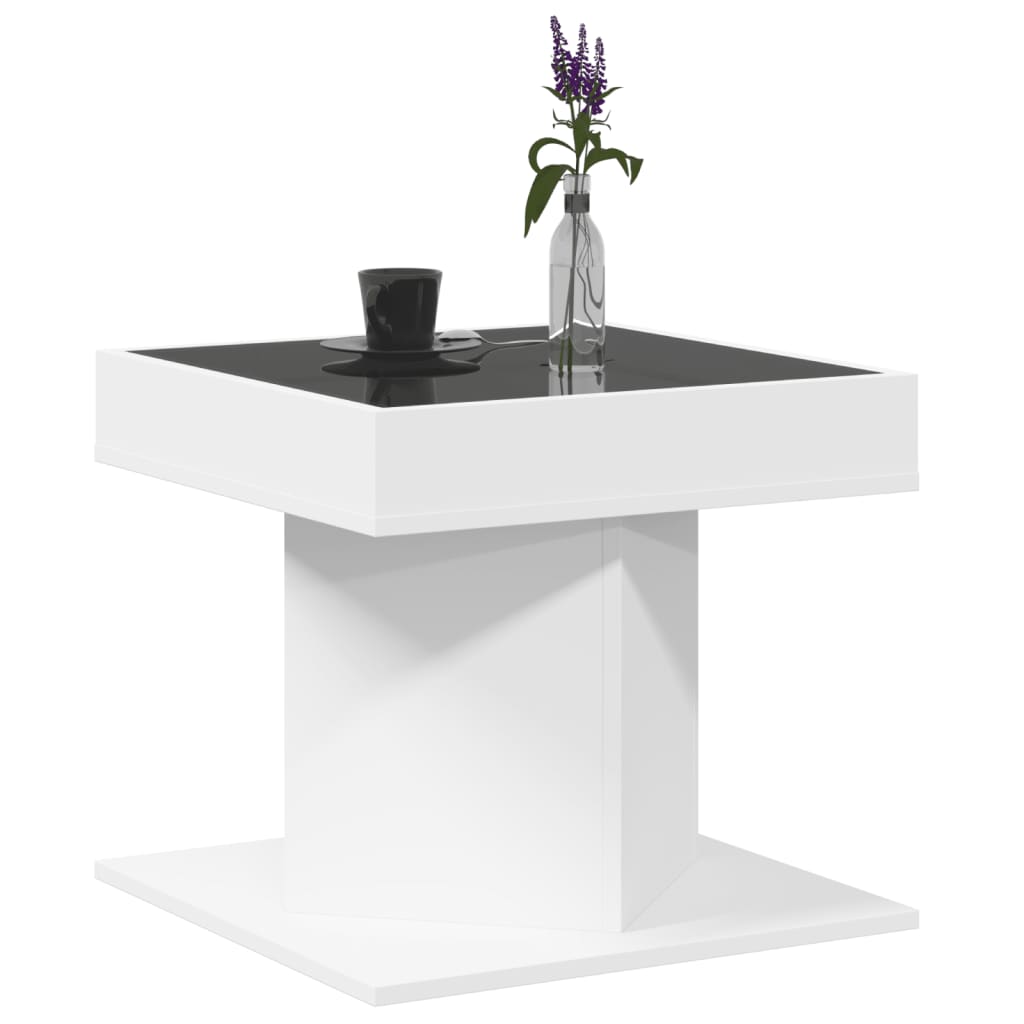 Table basse avec LED blanc 50x50x45 cm bois d'ingénierie - XIOS