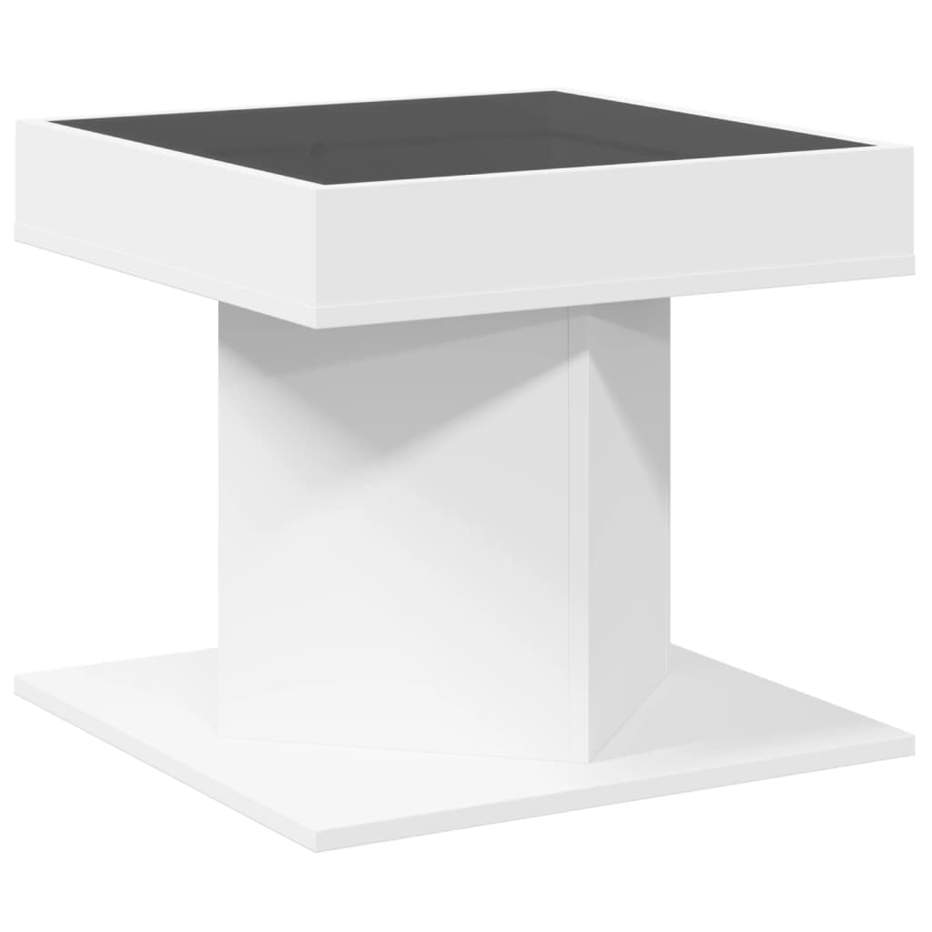 Table basse avec LED blanc 50x50x45 cm bois d'ingénierie - XIOS