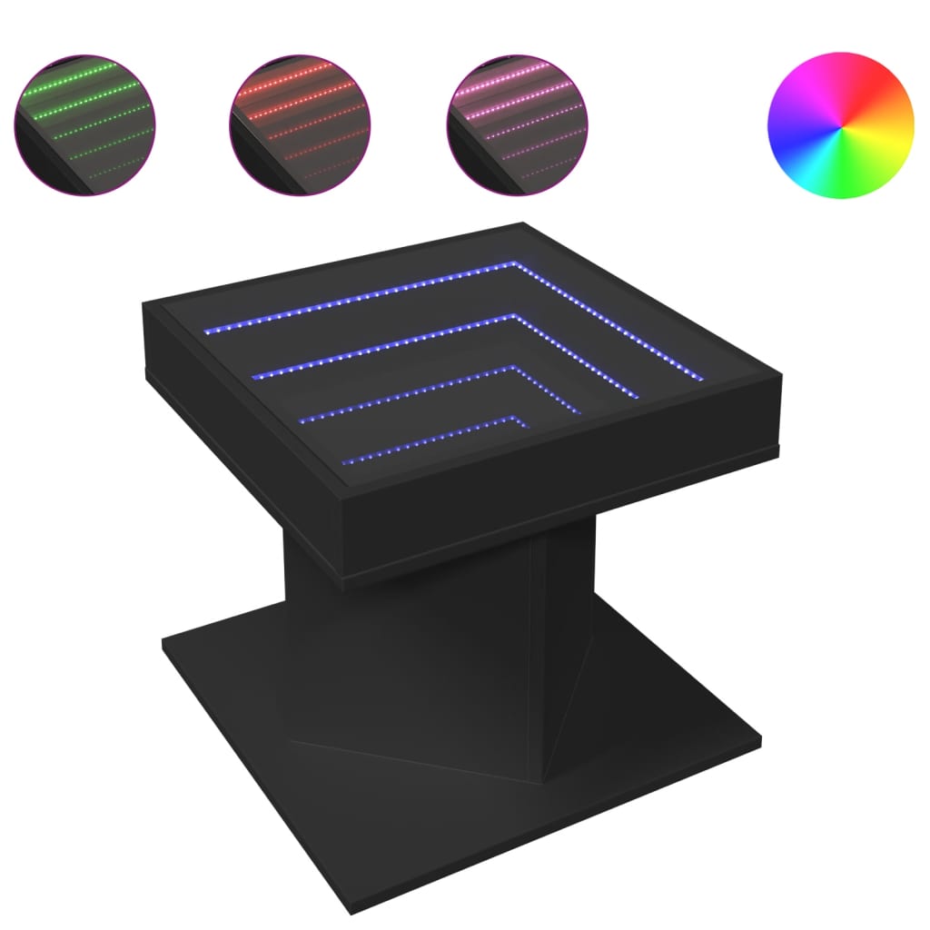 Table basse avec LED noir 50x50x45 cm bois d'ingénierie - XIOS