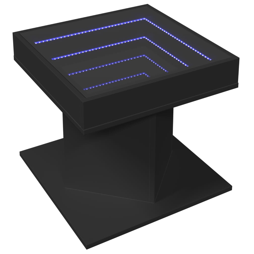 Table basse avec LED noir 50x50x45 cm bois d'ingénierie - XIOS