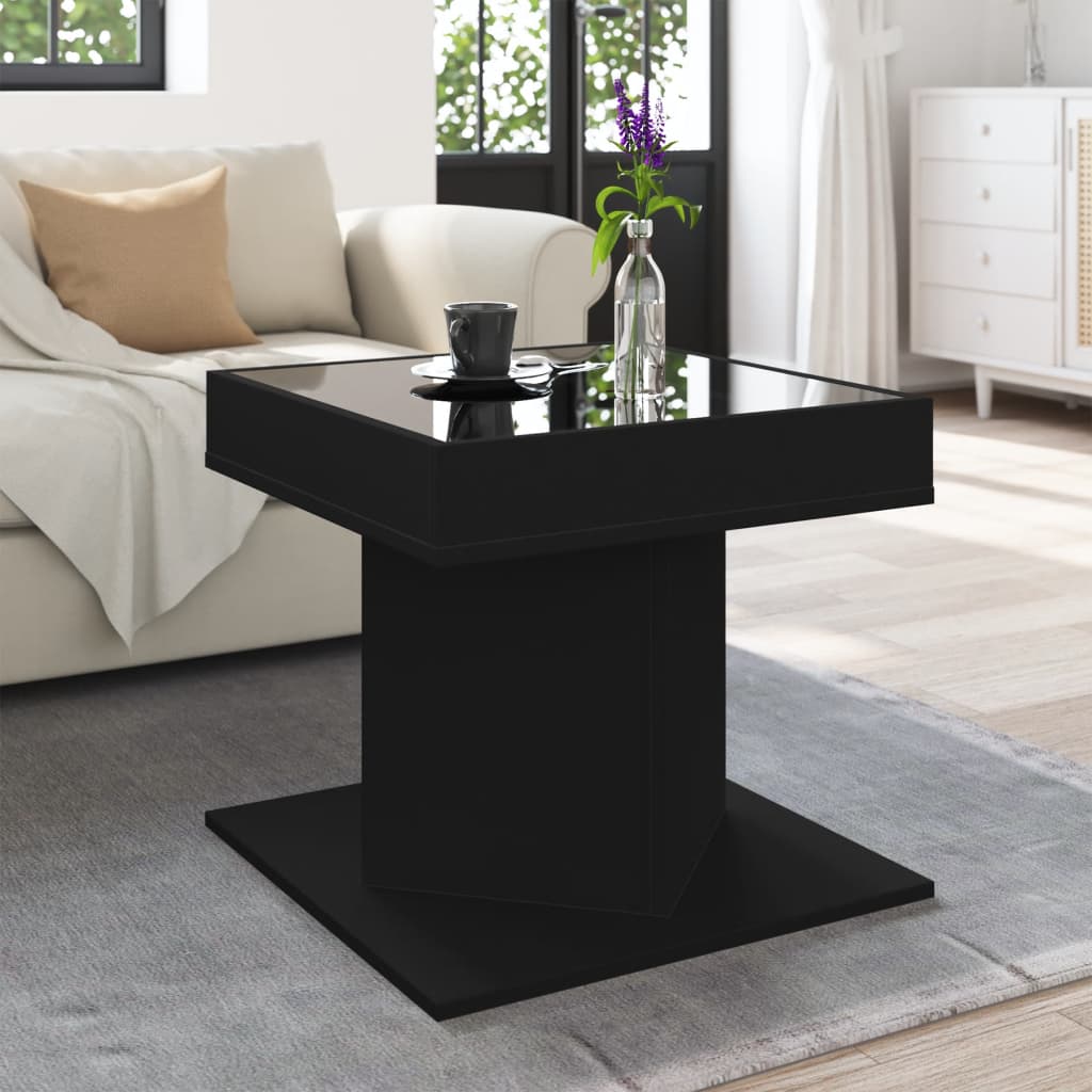 Table basse avec LED noir 50x50x45 cm bois d'ingénierie - XIOS
