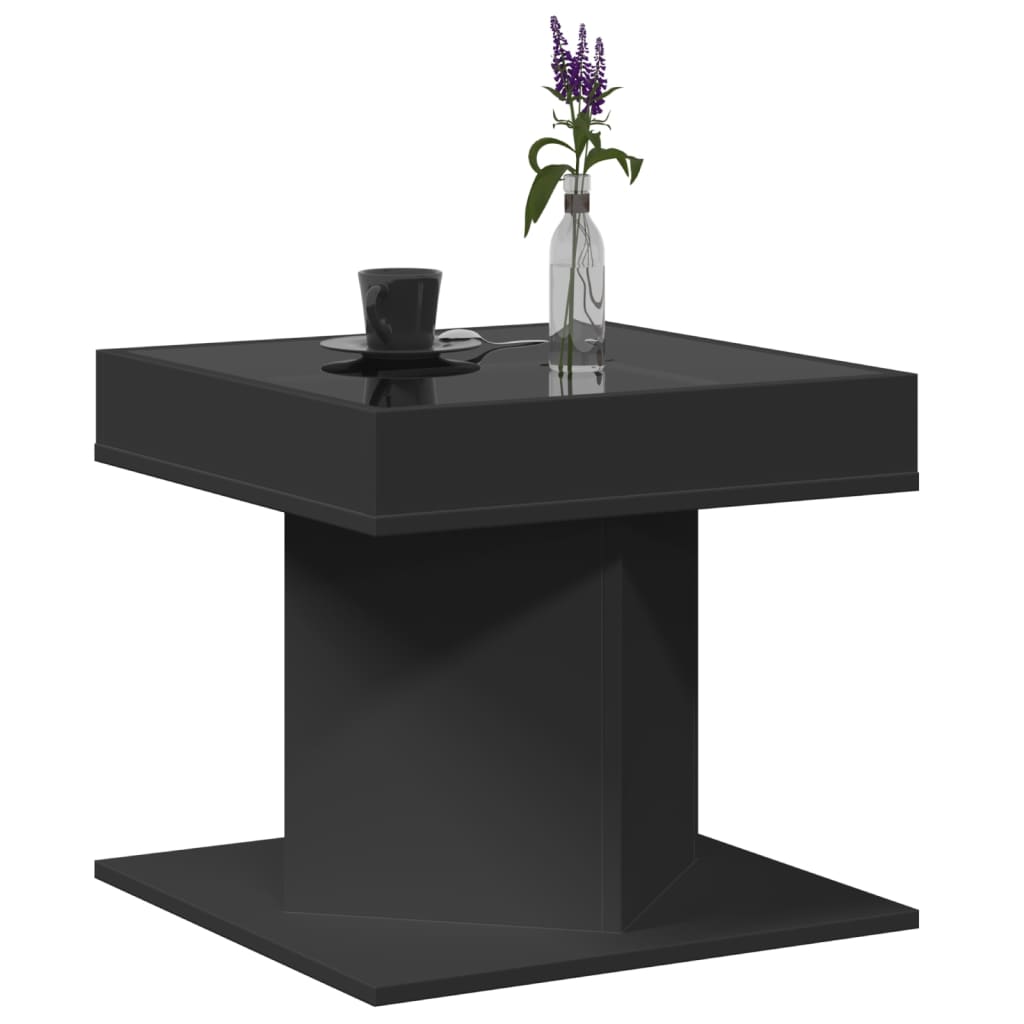 Table basse avec LED noir 50x50x45 cm bois d'ingénierie - XIOS