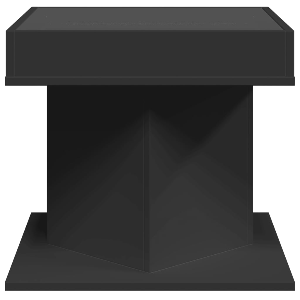 Table basse avec LED noir 50x50x45 cm bois d'ingénierie - XIOS
