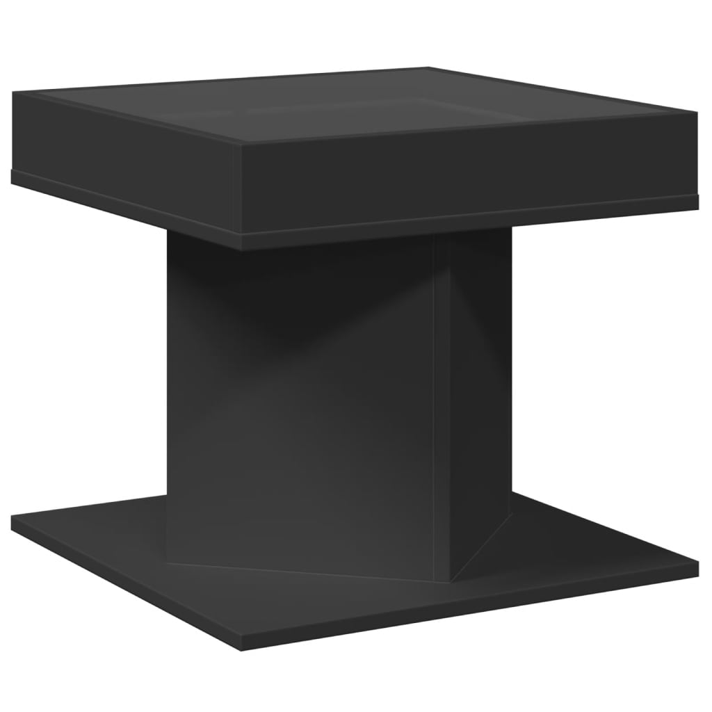 Table basse avec LED noir 50x50x45 cm bois d'ingénierie - XIOS