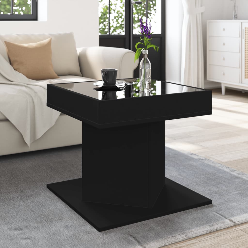 Table basse avec LED noir 50x50x45 cm bois d'ingénierie - XIOS