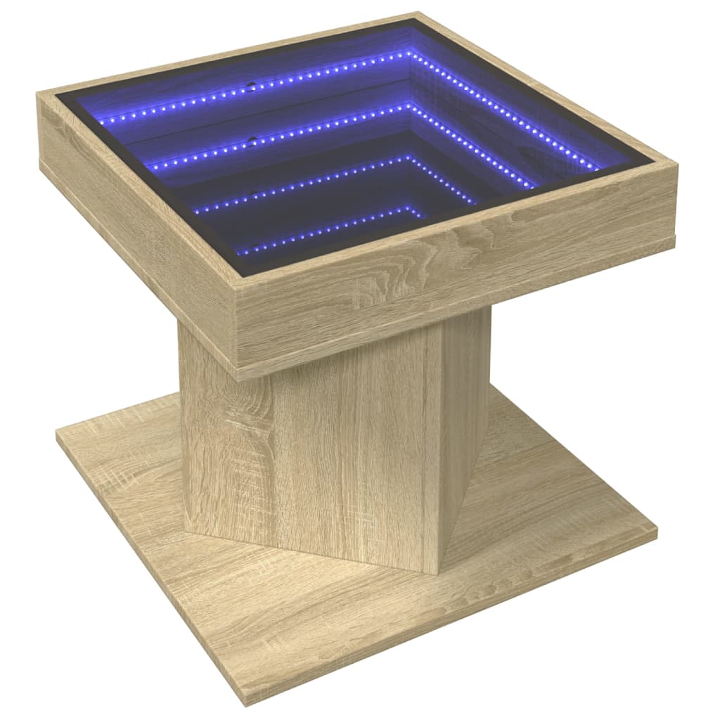 Table basse avec LED chêne sonoma 50x50x45 cm bois d'ingénierie - XIOS