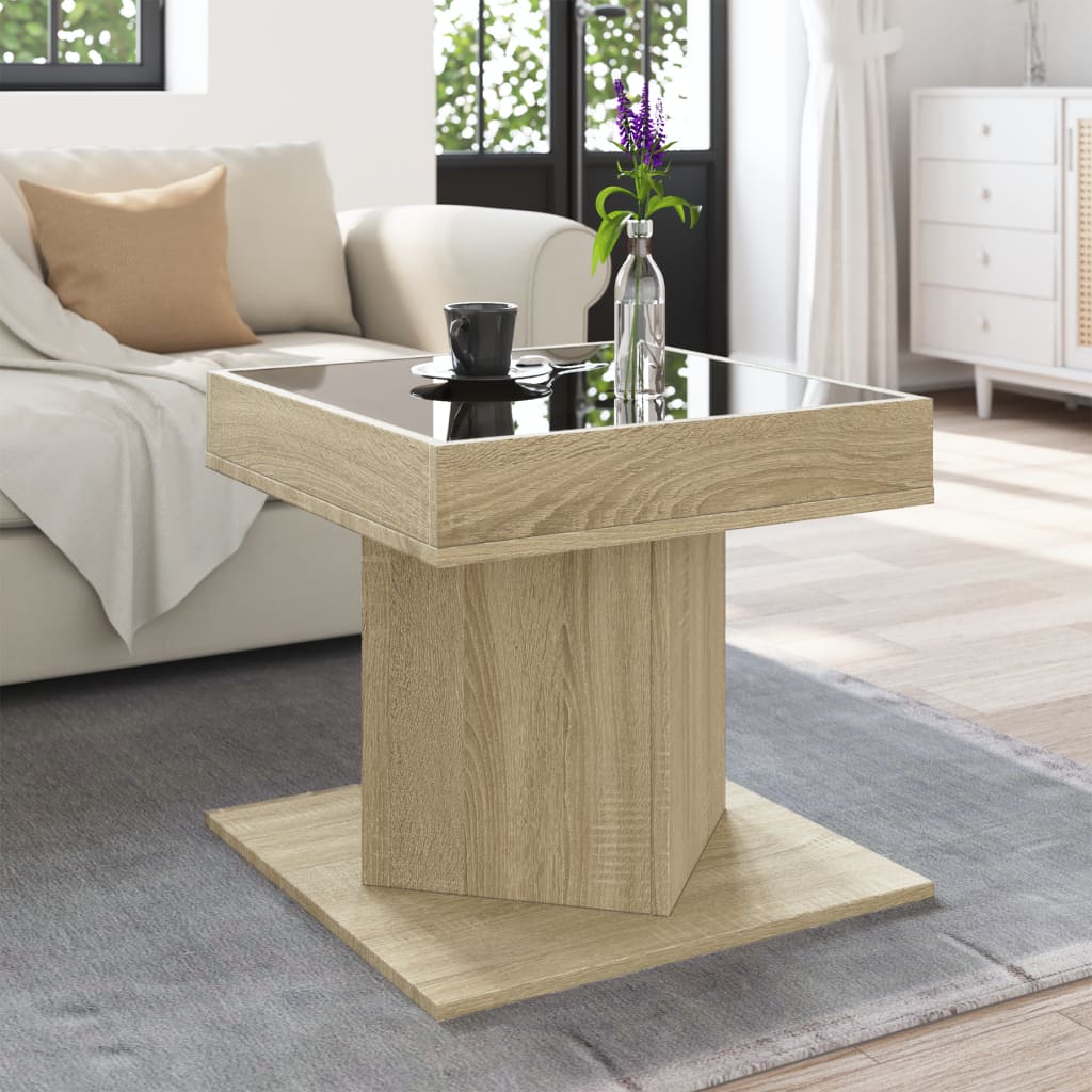 Table basse avec LED chêne sonoma 50x50x45 cm bois d'ingénierie - XIOS