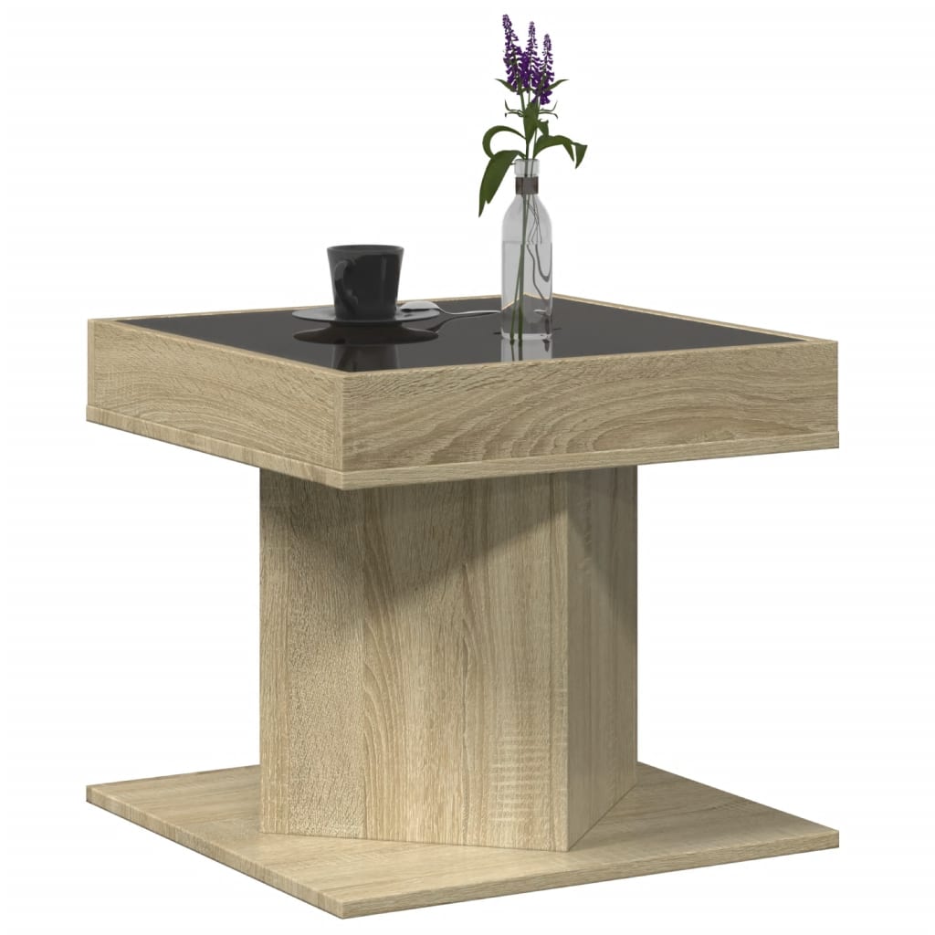 Table basse avec LED chêne sonoma 50x50x45 cm bois d'ingénierie - XIOS