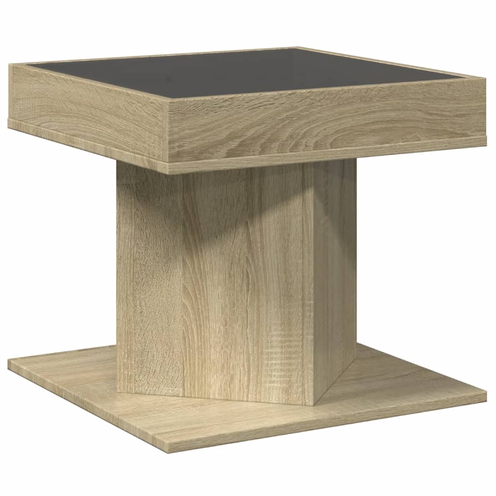 Table basse avec LED chêne sonoma 50x50x45 cm bois d'ingénierie - XIOS