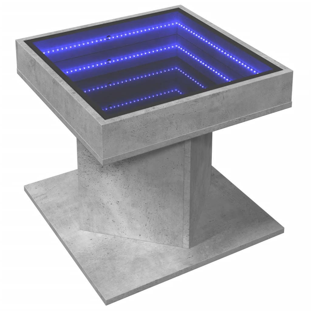 Table basse avec LED gris béton 50x50x45 cm bois d'ingénierie - XIOS