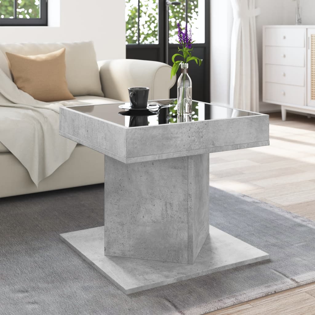Table basse avec LED gris béton 50x50x45 cm bois d'ingénierie - XIOS
