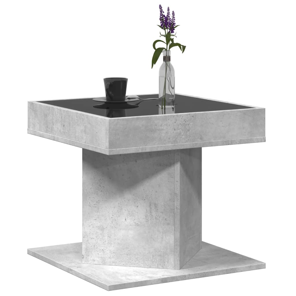 Table basse avec LED gris béton 50x50x45 cm bois d'ingénierie - XIOS