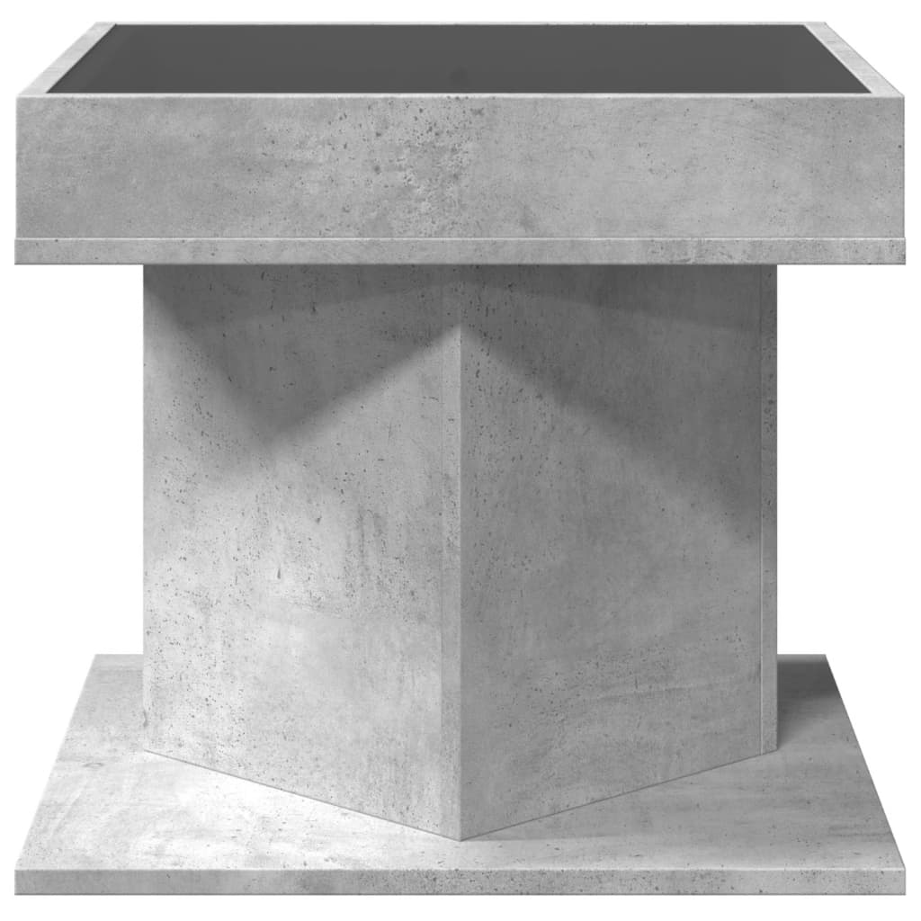 Table basse avec LED gris béton 50x50x45 cm bois d'ingénierie - XIOS