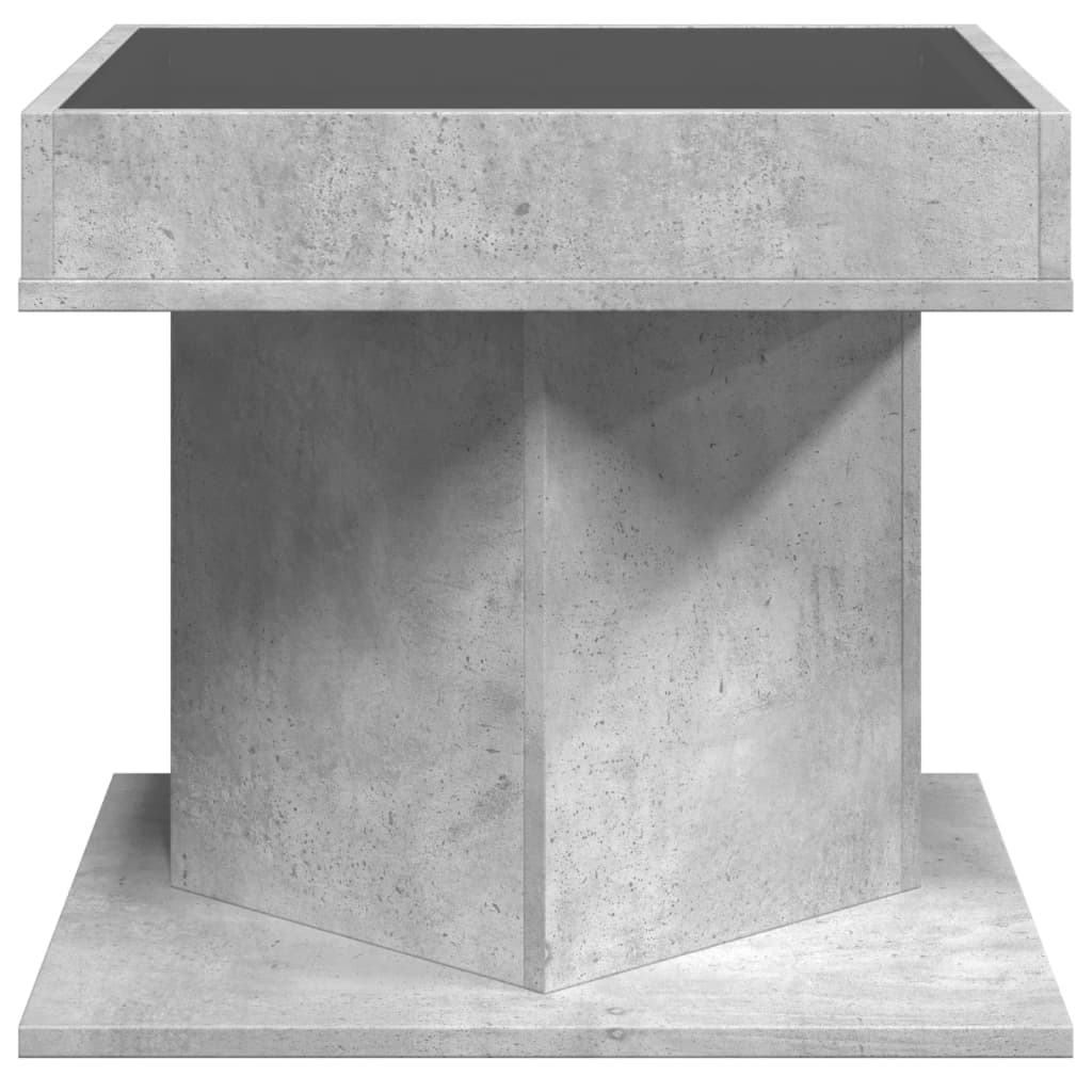 Table basse avec LED gris béton 50x50x45 cm bois d'ingénierie - XIOS