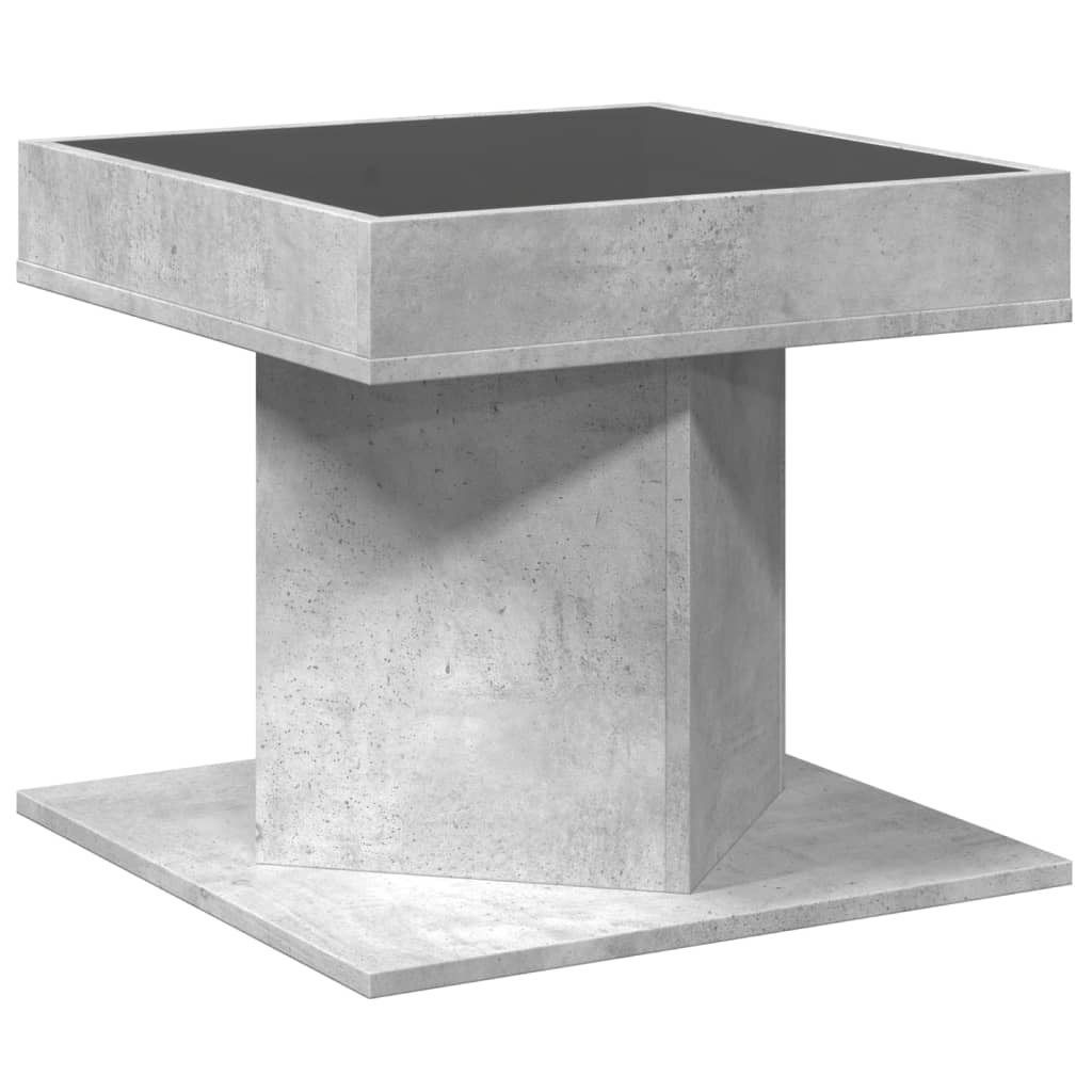 Table basse avec LED gris béton 50x50x45 cm bois d'ingénierie - XIOS